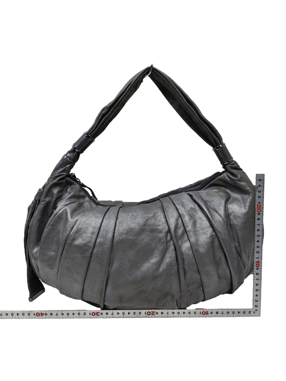 Bally Gray Leather Large Shoulder Hobo Bag - Picture 3 of 14